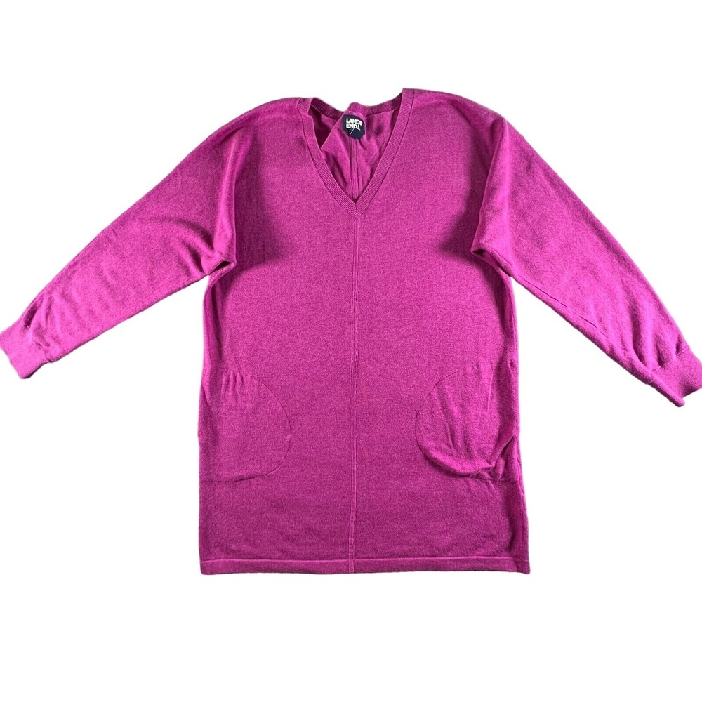 Lands End Sweater Womens S Magenta Tunic Pockets Comfy Hygge Coastal Grandmother
